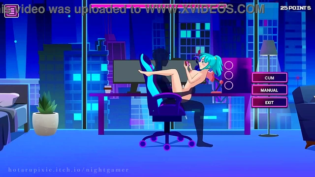 Cute Anime Nightgamer Goes Full Naked for Erotic Fun