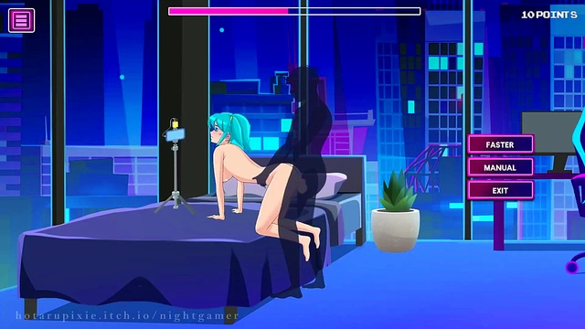 Cute Anime Nightgamer Goes Full Naked for Erotic Fun