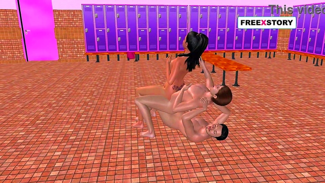 Cute 3D Anime Girl Enjoys Threesome Sex With Two Men In Exciting Positions