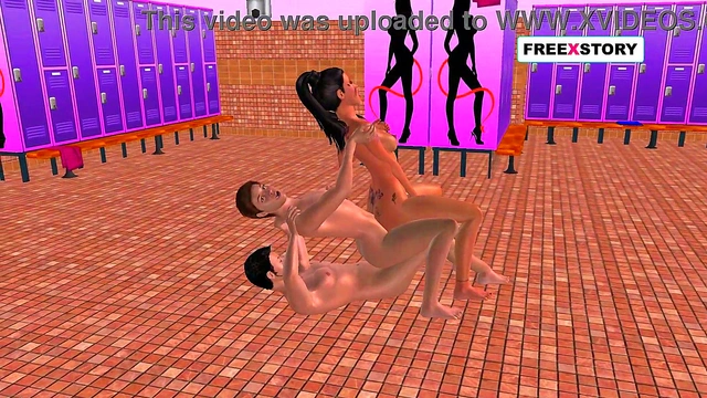 Cute 3D Anime Girl Enjoys Threesome Sex With Two Men In Exciting Positions
