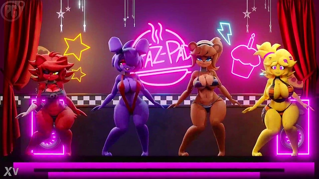 Foxy Fredina Dances Seductively at Nightclub in 3D Anime Furry Fantasy