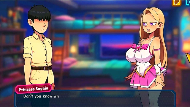 Bratty Princess Sophia Strips Naked for Busty Anime Action