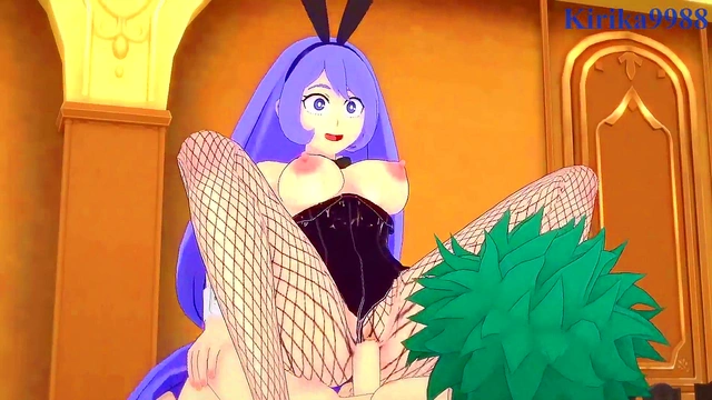My Hero Academia – Nejire Hado & Tsuyu Asui Seduce Izuku Midoriya in Sexy Bunny Outfits for Intense Action