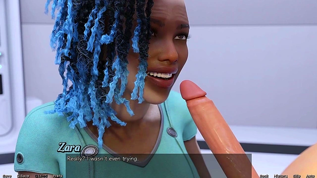 Hot Busty Vitiligo Girl Gives Intense Blowjob In Stranded Space Game