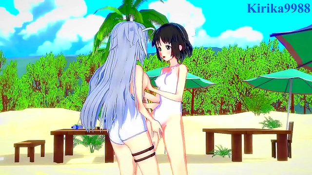 Miku Kohinata & Laura Bodewig Lesbian Fun in 3D Anime Sexy Outfits