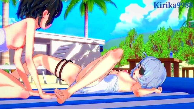 Miku Kohinata & Laura Bodewig Lesbian Fun in 3D Anime Sexy Outfits