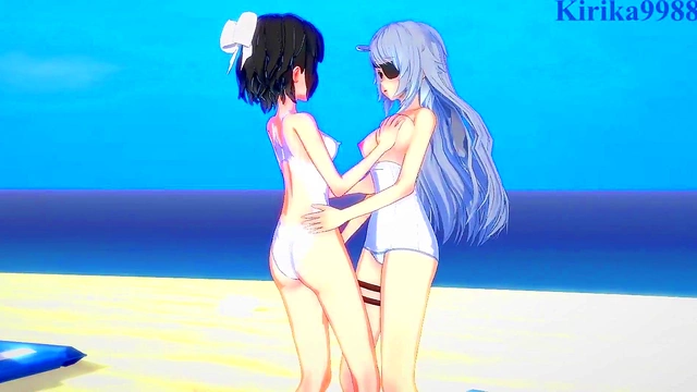 Miku Kohinata & Laura Bodewig Lesbian Fun in 3D Anime Sexy Outfits