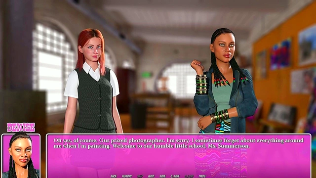 Hot ebony teacher Denise seduces students in summer city adventure.