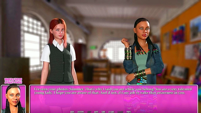 Hot ebony teacher Denise seduces students in summer city adventure.