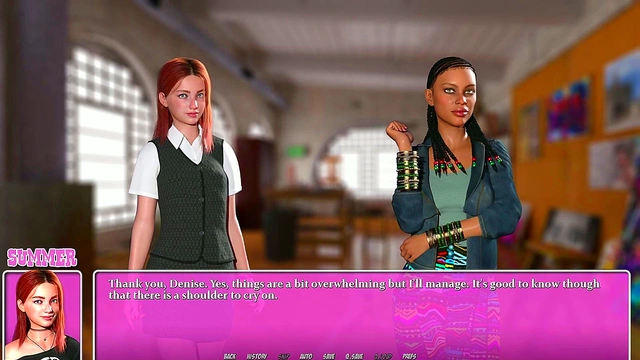 Hot ebony teacher Denise seduces students in summer city adventure.