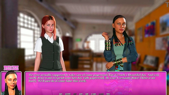 Hot ebony teacher Denise seduces students in summer city adventure.