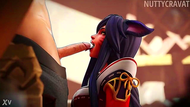 3D Ahri Extracts Essence in CartoonPorn Rule34 Anime Adventures