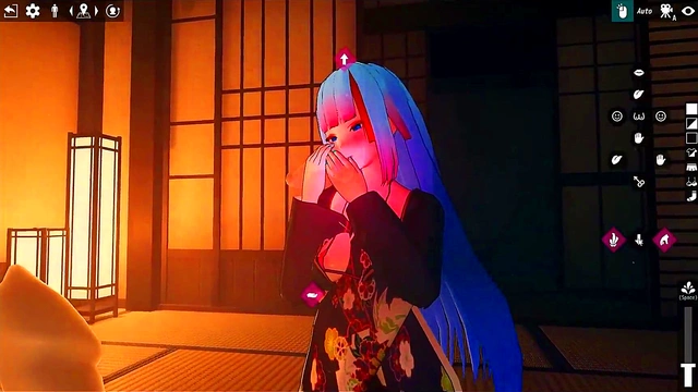 Busty Futanari Girl Gives Footjob & Blowjob to Living Dildo for Huge 3D cumshot