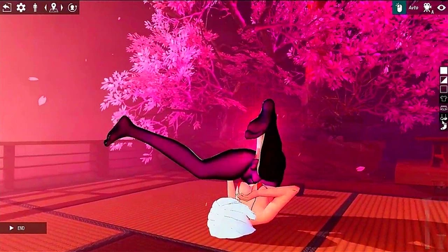 Busty Futanari Girl Gives Footjob & Blowjob to Living Dildo for Huge 3D cumshot