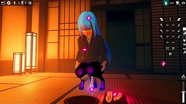 Busty Futanari Girl Gives Footjob & Blowjob to Living Dildo for Huge 3D cumshot