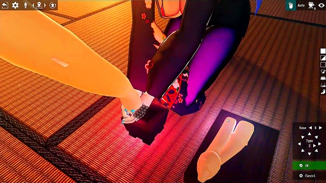 Busty Futanari Girl Gives Footjob & Blowjob to Living Dildo for Huge 3D cumshot