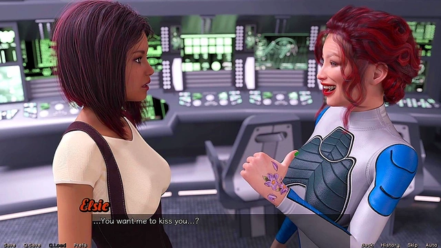 Lesbian Astronauts Stranded in Space Enjoy Busty 3D Hentai Makeout Session