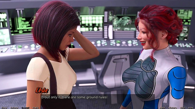 Lesbian Astronauts Stranded in Space Enjoy Busty 3D Hentai Makeout Session