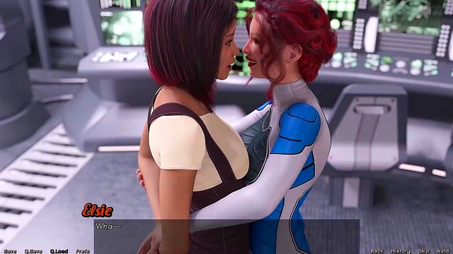 Lesbian Astronauts Stranded in Space Enjoy Busty 3D Hentai Makeout Session