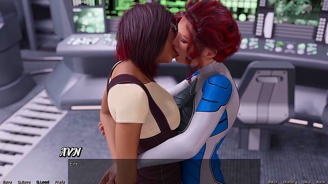 Lesbian Astronauts Stranded in Space Enjoy Busty 3D Hentai Makeout Session