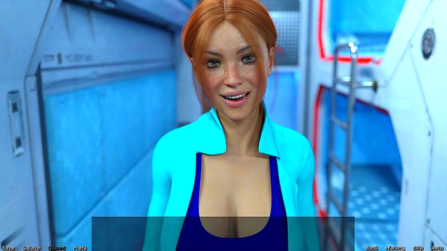 Red-Haired Stepmother Tempts Teen In Futuristic Shower Adventure