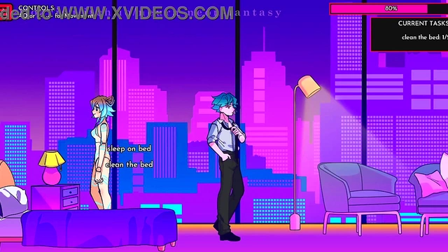 Cute Anime Chick Seduces in Neon Fantasy for Erotic Fun