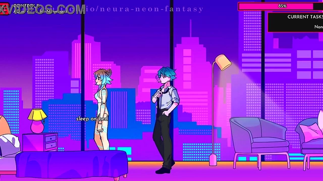 Cute Anime Chick Seduces in Neon Fantasy for Erotic Fun