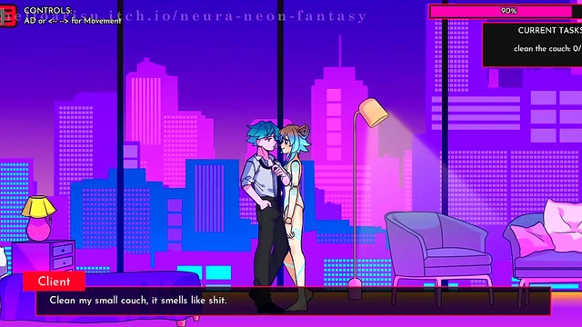 Cute Anime Chick Seduces in Neon Fantasy for Erotic Fun