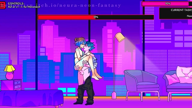 Cute Anime Chick Seduces in Neon Fantasy for Erotic Fun