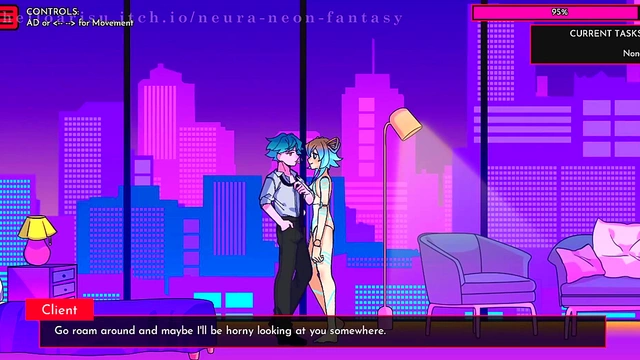 Cute Anime Chick Seduces in Neon Fantasy for Erotic Fun