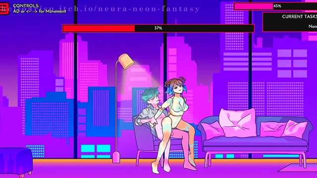 Cute Anime Chick Seduces in Neon Fantasy for Erotic Fun