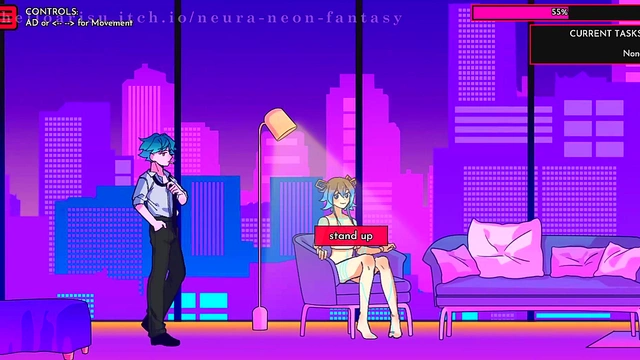 Cute Anime Chick Seduces in Neon Fantasy for Erotic Fun