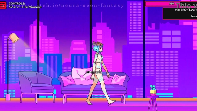 Cute Anime Chick Seduces in Neon Fantasy for Erotic Fun