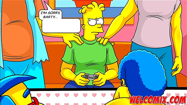 Friends Fuck MILF While Playing Video Games in Simpsons Porn parody