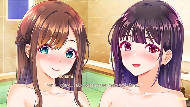 Sweet Lesbian Kiss Turns Intense Bathroom Fun In Anime Visual Novel