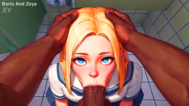 Blonde Student Deepthroats Big Black Dick In Public Toilet For Huge Cumshot