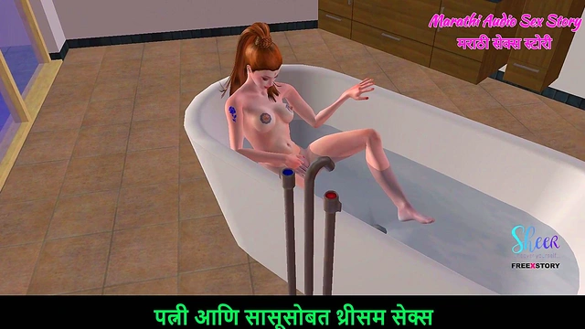 Cute 3D Anime Teen rubs Pussy in Bathtub for Hot Masturbation Fun