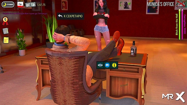 Red-Suited Anime Babe Reveals Perky Breasts in Seductive Fashion Show