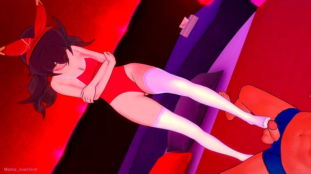 Hentai Amber in Swimsuit Gives Seductive FootJob Fantasy