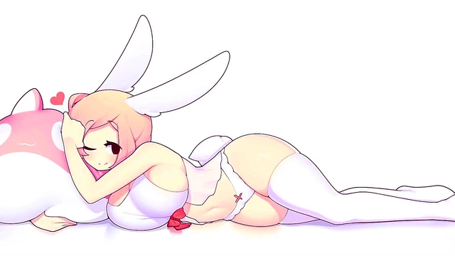 Adorable Bunny Nurse Gives Wholesome Hentai blowjob With Lustful Kisses