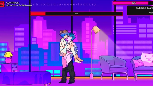 Cute Anime Chick Seduces You in Neon Fantasy Game Day 1 Scene