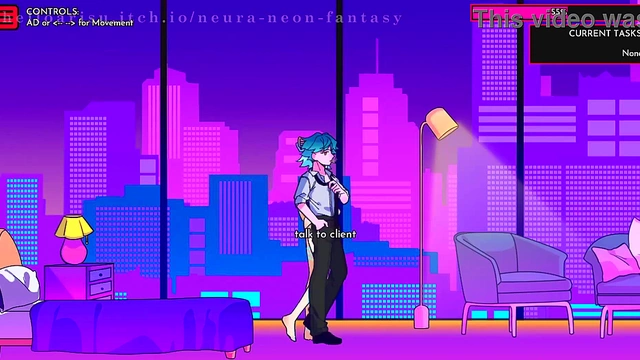 Cute Anime Chick Seduces You in Neon Fantasy Game Day 1 Scene