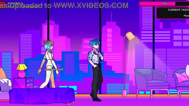Cute Anime Chick Seduces You in Neon Fantasy Game Day 1 Scene