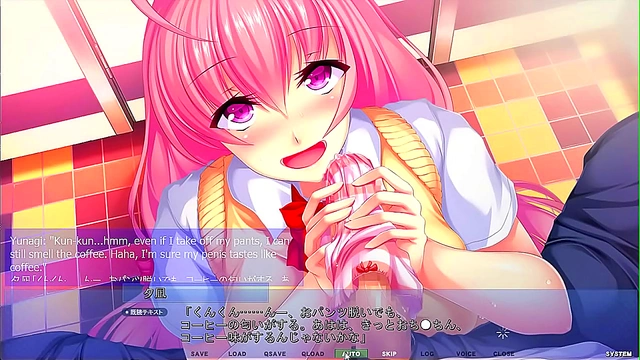 Stepbrother Seduction – Big-Titted Eroge Girl Gives Handjob in School Bathroom Voyeur Scene