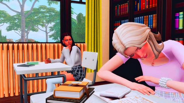 Futanari Student Seduces Classmate for Hard Classroom Fuck & Big Busty Creampie