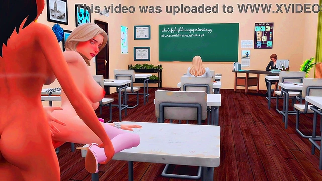 Futanari Student Seduces Classmate for Hard Classroom Fuck & Big Busty Creampie