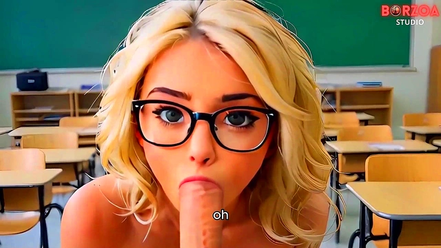 Sexy College Blonde Returns Favor With Blowjob & Big Boob Action for Dominant Teacher