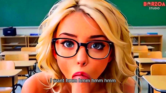 Sexy College Blonde Returns Favor With Blowjob & Big Boob Action for Dominant Teacher