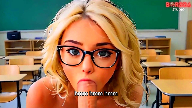 Sexy College Blonde Returns Favor With Blowjob & Big Boob Action for Dominant Teacher