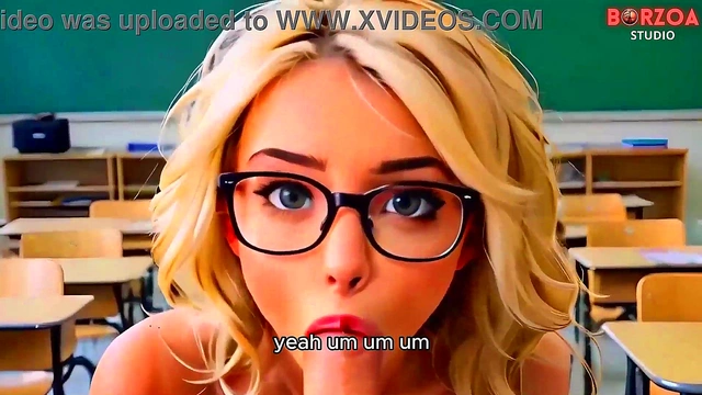 Sexy College Blonde Returns Favor With Blowjob & Big Boob Action for Dominant Teacher